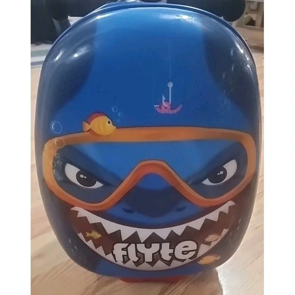 Zinc Flyte Shark Scooter Suitcase Children's Luggage carrying on vacation travel
